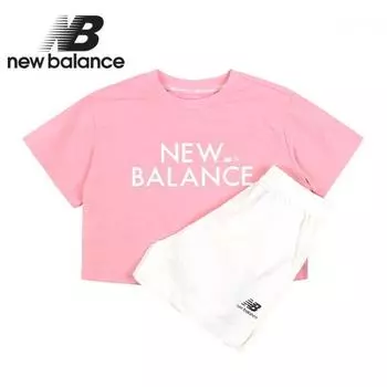 New Balance Kids Girls Cropped Short Sleeve Tee Setup Pink 110