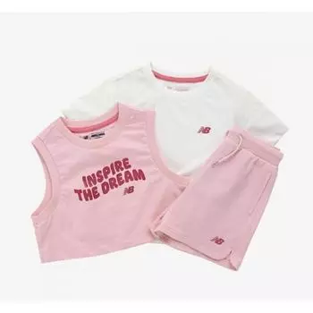 New Balance Kids короткий рукав жилет комплект из 3 предметов B1 Nk9ye2805g 25 3 1.NK9YE2805G 25/100