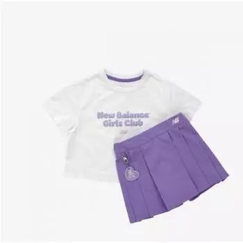 New Balance Kids Nbgc Life Girls Modified Crop Tee Skirt Set Nk9ye2807g 10 (10)White/110