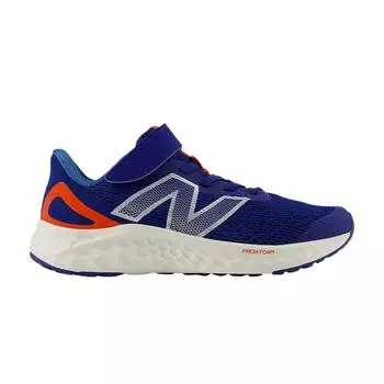 New Balance Кроссовки Fresh Foam Arishi v4 Bungee Lace Top Strap Little Kid Inkwell Neo Flame Kids, синие, серебристо-металлические, PAARIYN4 28