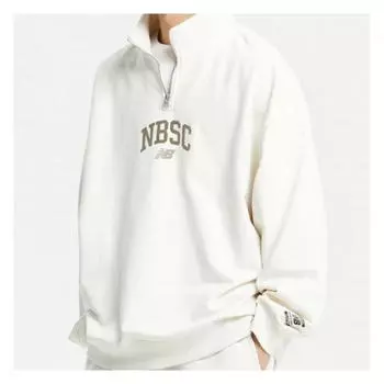 New Balance Long Sleeve Tee Kqj Nbncd4a043 64 Uni Varsity Half Zip Up Over Fi White series/90