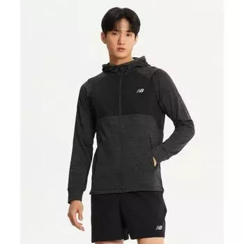 New Balance Nbmde4p031 Мужская толстовка с капюшоном Heat Grid на молнии черного цвета 19BLACK/M095