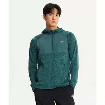 New Balance Nbmde4p031 Мужская толстовка с капюшоном Heat Grid на молнии, зеленая 40GREEN/M095