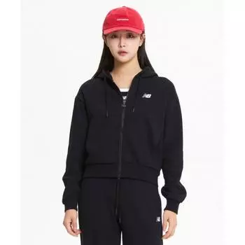 New Balance Nbmde4w902 Женская толстовка Essential Brushed Hoodie на молнии черного цвета 19BLACK/S085