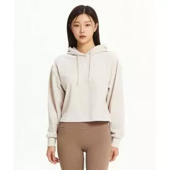 New Balance Nbn0e4w922 Women Velour Ribbed Semi Crop Hoodie Cream (64)CREAM/S(085)
