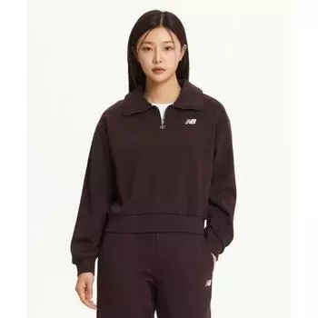 New Balance Nbnce4w912 Женская толстовка Essential Brushed Half Zip Up, коричневая (22)D/BROWN/S(085)