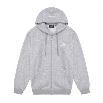 New Balance Small Logo French Terry Men woMen Hooded Zip Up Jacket Grey Nbmdd11013 15 NBMD1101315:S (90 measurements)