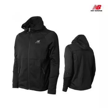 New Balance Тренировочная куртка Uni Brushed с капюшоном на молнии Nbmda47083 19 Черный NBMDA4708319 black/100