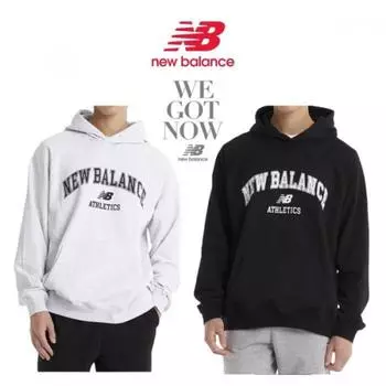 New Balance Унисекс Базовая толстовка с капюшоном с логотипом Nbn0ec3813 light gray/100(L)