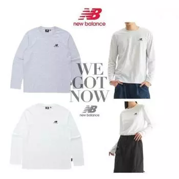 New Balance Unisex Small Logo Basic Long Sleeve Tee Nbndd31013 white100 (L)
