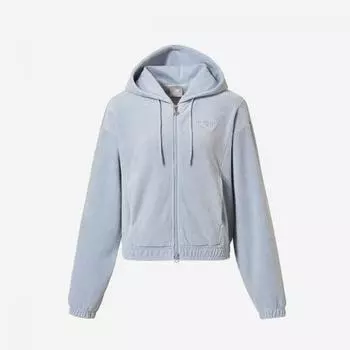 New Balance Женская велюровая толстовка с капюшоном на молнии Nbmdebw922 51 светло-голубой M