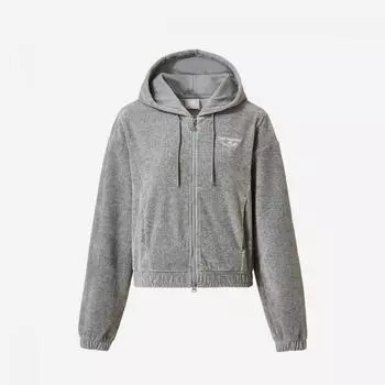 New Balance Женская велюровая толстовка с капюшоном на молнии Nbmdebw922 Ac Melange Grey S