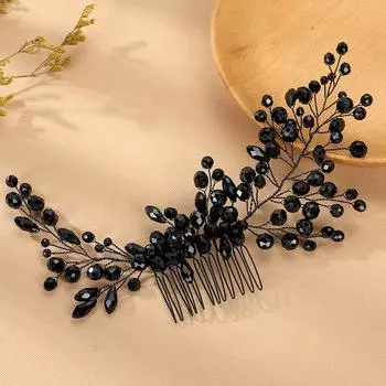New banquet dress with accessories fashionable blue branches and leaves hair comb bridal disc hair style plug comb чёрный