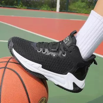 New basketball shoes boys large size sports shoes actual combat shock absorption wear-resistant trend running men s shoes lightweight breathable mesh 40 павлин голубой