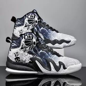 New basketball shoes men s and women s actual combat middle school students competition training fly-woven mesh breathable sports shoes running shoes 35