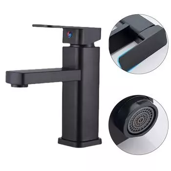 New Bathroom Faucet Hot&Cold Mixer Tap Deck Mounted Bathroom Basin Faucets Black Square Washbasin Sink Bathtub Faucet чёрный