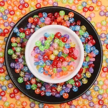 New Beaded Material Digital Beads Round Fashion Making Accessories Acrylic Necklace Bracelet 50pcs DIY Mobile Phone Chain 6.5mm Style 1