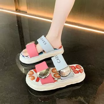 New beautiful thick-soled height-increasing cool slippers for women s summer wear high-end skirt going out, beach shoes 35