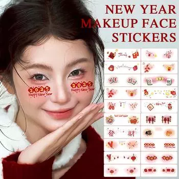 New Beauty Face Stickers Sweet New Year Festival Party Paster Female Decors False Makeup Transf E8H2 A set-10pcs
