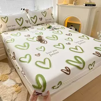 New Bed Hat Class A Washable Cotton Printed Bedspread 360 Degree Wrap with Elastic Mattress Cover Skin Friendly Bedding 180x220 Only 2 pillowcases