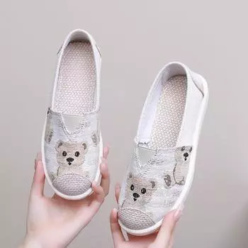 New Beijing cloth shoes canvas shoes women s shoes flat-soled versatile pedals casual breathable lazy single shoes mother soft sole 35