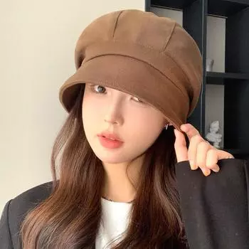 New Beret Women S Black Season Temperament Versatile Fashion Hat Big Head Circumference Hat Solid Color Painter Hat average size