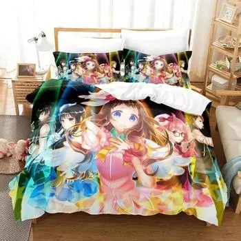 New Beyond the Boundary Bedding Set Cartoon Anime three-piece set Adult Kid Bedroom Duvet cover Sets 3D Kawaii Girl Home textile 70x133cm 2pcs