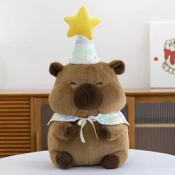 New Birthday Capybara Doll Star Birthday Hat Capybara Plush Toy Cute Rag Doll Ugly Cute Doll 30cm 0.2kg
