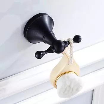 новая черная вешалка для одежды с одним крючком для ванной комнаты, настенная подвеска для ванной комнаты с двумя крючками, медная полка для ванной чёрный