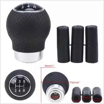 New Black Leather 5-Speed Manual Transmission Car SUV Gear Shift Knob Shifter Lever