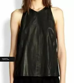 Новый черный женский топ ручной работы из натуральной овчины стильный повседневный элегантный S чёрный