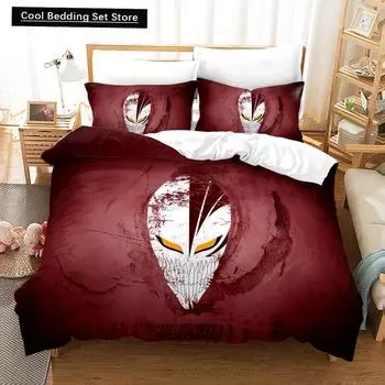 NEW Bleach Academia Anime Duvet Cover Set with Pillow Covers Polyester Teens Kids Bedding Set Full Queen King Size Bed Linen EU single(135x200cm)