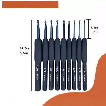 New blue silicone handle crochet set sweater knitting tool blue soft handle crochet