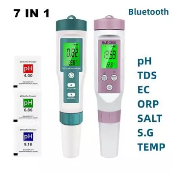 New Blue-tooth 7 in 1 PH/TDS/EC/ORP/Salinity /S. G/Temperature Meter Water Quality Tester for Drinking Water Aquariums PH Meter
