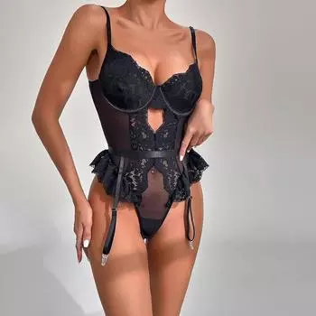 Новый бодискульптурирующий прозрачный кружевной соблазнительный женский комбинезон с вырезами на спине, сексуальный секс-комбинезон S