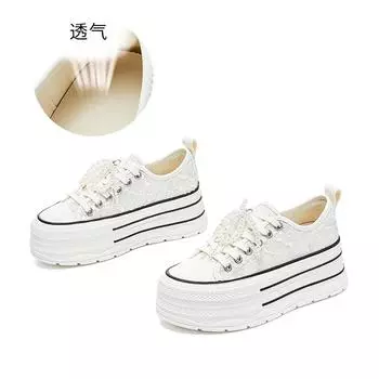 New bow little white shoes women s 2025 autumn platform muffin shoes casual versatile shoes children s fashion women s shoes trend 35