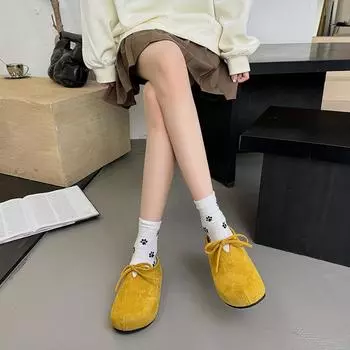 New bow muller shoes spring and autumn ugly cute retro bag head half slippers women s foreign trade fashion thick-soled lazy slippers 35 верблюд