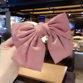 New Bow Ribbon Hair Clip Women Fashion Solid Bowknot Satin Hairpin Rubber Band Girls Ponytail Clip Hair Accessories