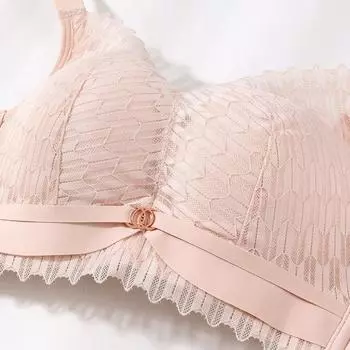 New bra deep V sexy lace no steel ring gathering bra adjustable breast medium thick cotton underwear bra 34 yards/75B красный