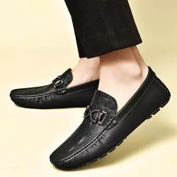 New Brand Bean Shoes Men s Shoes All-match Men s Driving Shoes Soft Lightweight Men s Casual Shoes Men s Fashion Sneakers Shoes 37 чёрный