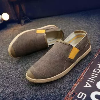 New Breathable and Comfortable One Step Fashion Men s Canvas Anti Slip LightweightDriving Shoes 40 коричневый