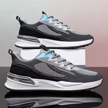New breathable fashion mesh versatile flying woven casual sports shoes lightweight Forrest Gump shoes running shoes non-slip men s models 39 чёрный