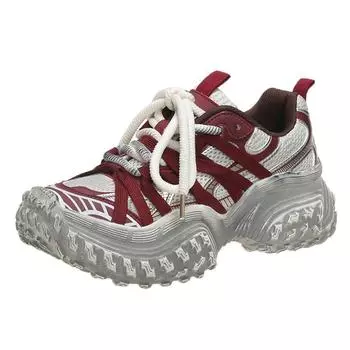 New Breathable Mesh Spring Autumn Chunky Sneakers Non-slip Outdoor Platform Dad Shoes Women Fashion Wedges Casual Sport Sneakers 35 чёрный
