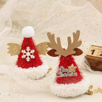New Bright Velvet Christmas Hair Clip Snowflake Wings Fawn Alphabet Cute Holiday Decorative Hair Accessories