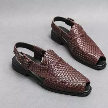 New British Style Sandals Men Summer Business Sandals For Men Good Quality Casual Wedding Shoes Sandals Men Yuppie Dress Shoes 38 чёрный