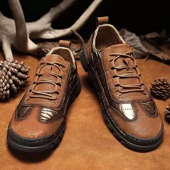 New British Style Vulcanized Sneakers Men Good Quality Casual Leather Shoes Men Large Size 48 Fashion Flat Shoes Comfortable 38 чёрный