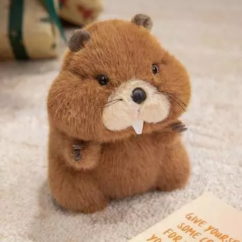 New Brown Marmot Animals Plush Toys Simulation Fluffy Sitting Groundhog Soft Dolls Creative Cartoon Baby Comfort Gifts for Kids about 22cm