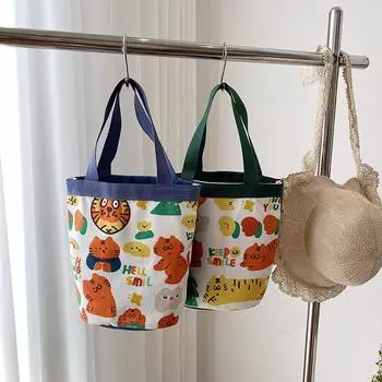 New bucket bag women s handbag women s fashion niche large-capacity cartoon bag student lunch box bag small bag жёлтый