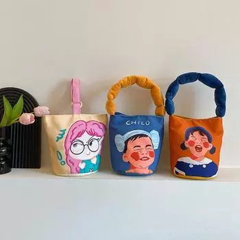 New Bucket Cartoon Graffiti Handbag Fashion Niche One-shoulder Fashionable Women s Bag Ins Versatile Crossbody Bag