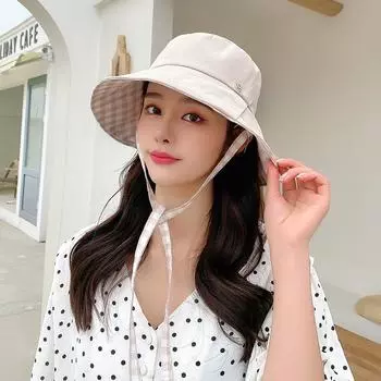 New Bucket Hats Women Summer Sunscreen Panama Hat Men Pure Color Sunbonnet Fedoras Outdoor Fisherman Hat Beach Cap бежевый